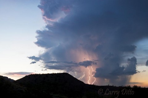 Big Bend National Park_Larry Ditto_70K8268 Thunder storm after sunset near Cerro Castellan on the west side of Big Bend National Park.