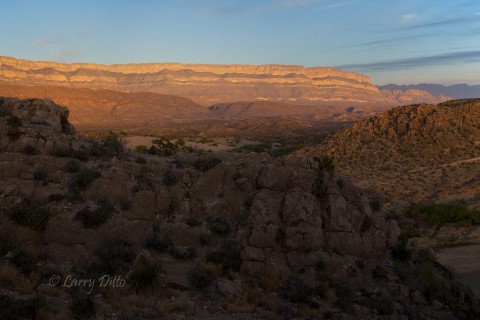 Boquillas Rim in the Sierra del Carmen range on the Mexican side of the Rio Grande at Big Bend National Park.