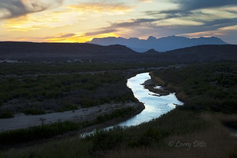 The Rio Grande and Chisos Mountains from overlook near Rio Grande Campground.