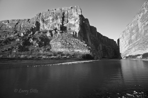 Santa Elena Canyon in black and white.