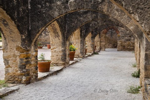 Arches at the San Jose Mission convent in San Antonio.