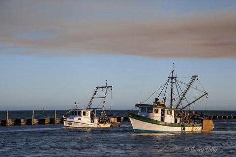 Oystering boats in Fulton Harbor, Texas