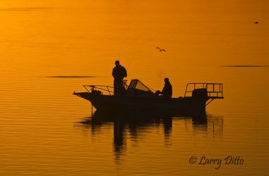 Bass fishing at sunset