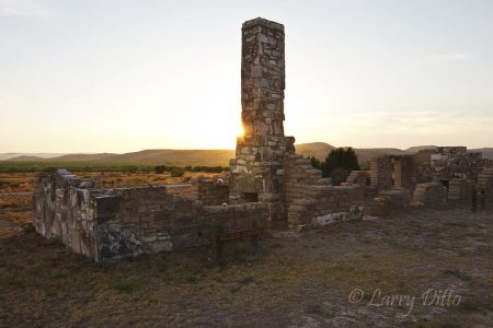 ruins of soldiers quarters at Fort Lancaster, Texas east of the Pecos and southwest of Ozona.
