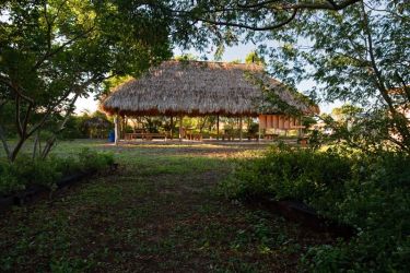 The NABA butterfly park "palapa" or covered meeting area serves as an outdoor classroom for children and adults who attend special events and lectures at the park south of Mission, Texas.