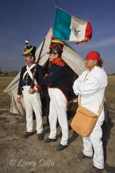 Mexican soldiers as they would have looked in uniform during the Battle of Palo Alto. Actors participating in the reenactment at Palo Alto Battlefield National Historic Landmark near Brownsville, Texas