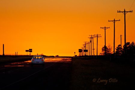 Leaving Palo Duro Canyon, Texas after sunset, September
