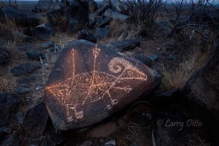 Petroglyph at the Three Rivers Petroglyph Site near Tularosa, New Mexico.