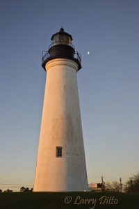 Port Isabel Lighthouse, Port Isabel, Texas at sunrise with 3/4 moon
