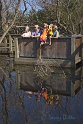 Family birding on Texas coast, winter (l-r) Lorraine Schwendner, Mark Schwendner, Emily Smith, Paul Smith, Kristen Smith