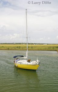 Pleasure boat leaving harbor