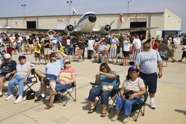 All eyes on the sky at the Commerative Air Force's Air Fiesta in Brownsville, Texas in March.