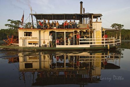 Caddo Lake sightseeing in paddle-wheel boat